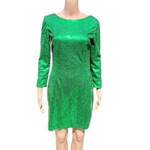 Emerald green sequin dress And festive opaque pantyhose Sz m Perfect for ☘️